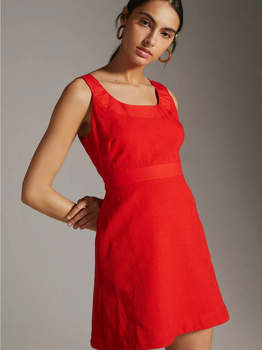 Anthropologie Maeve Red Square Neck Mini Dress 2 Sleeveless Open Back